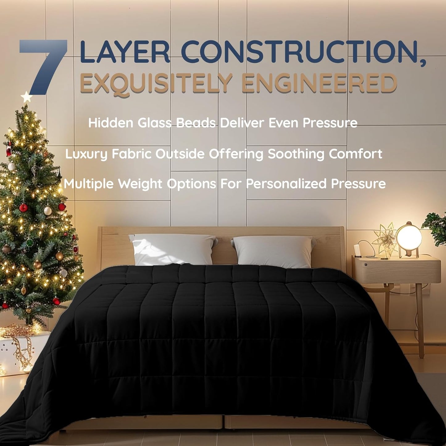 HomeSmart Queen Size Weighted Blanket, 20lbs, Black, 92"x88", Premium Ultra Soft Fabric, Heavy Weighted Blanket for Adults