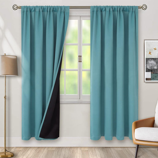 BGment Blackout Curtains 84 Inch Length 2 Panels Set for Bedroom, 100% Room Darkening Thermal Insulated Dark Curtains for Living Room Soundproof Window Curtains, 52 Inch Wide, Sea Teal