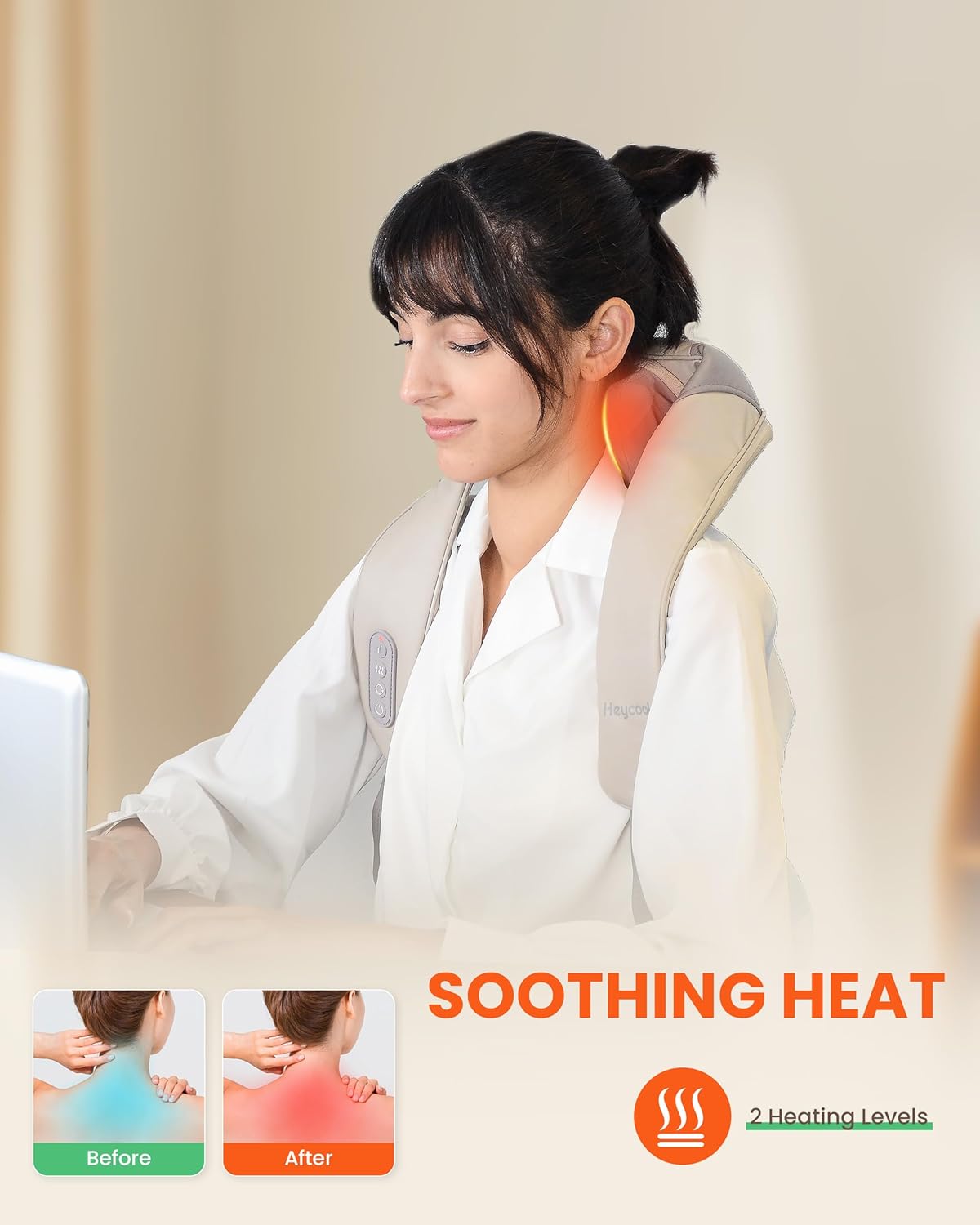 Cordless Neck Massager with Heat, 4D Deep Kneading Neck Shoulder Massager for Pain, Wireless Shiatsu Back Massager Pillow, Gifts for Men, Women Rechargeable