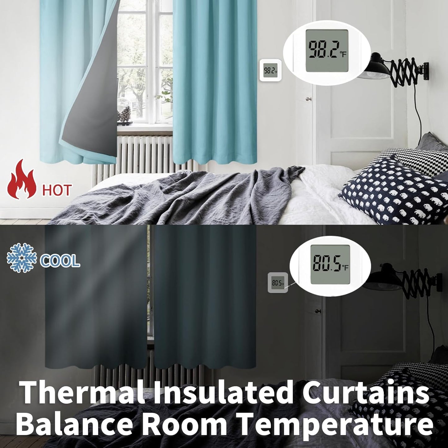 BGment 100% Blackout Curtains for Bedroom 84 Inch Length, Full Room Darkening Curtains for Living Room Rod Pocket with Thermal Insulated Liner, Each Window Curtains 2 Panels, 52 x 84 Inch, Aqua