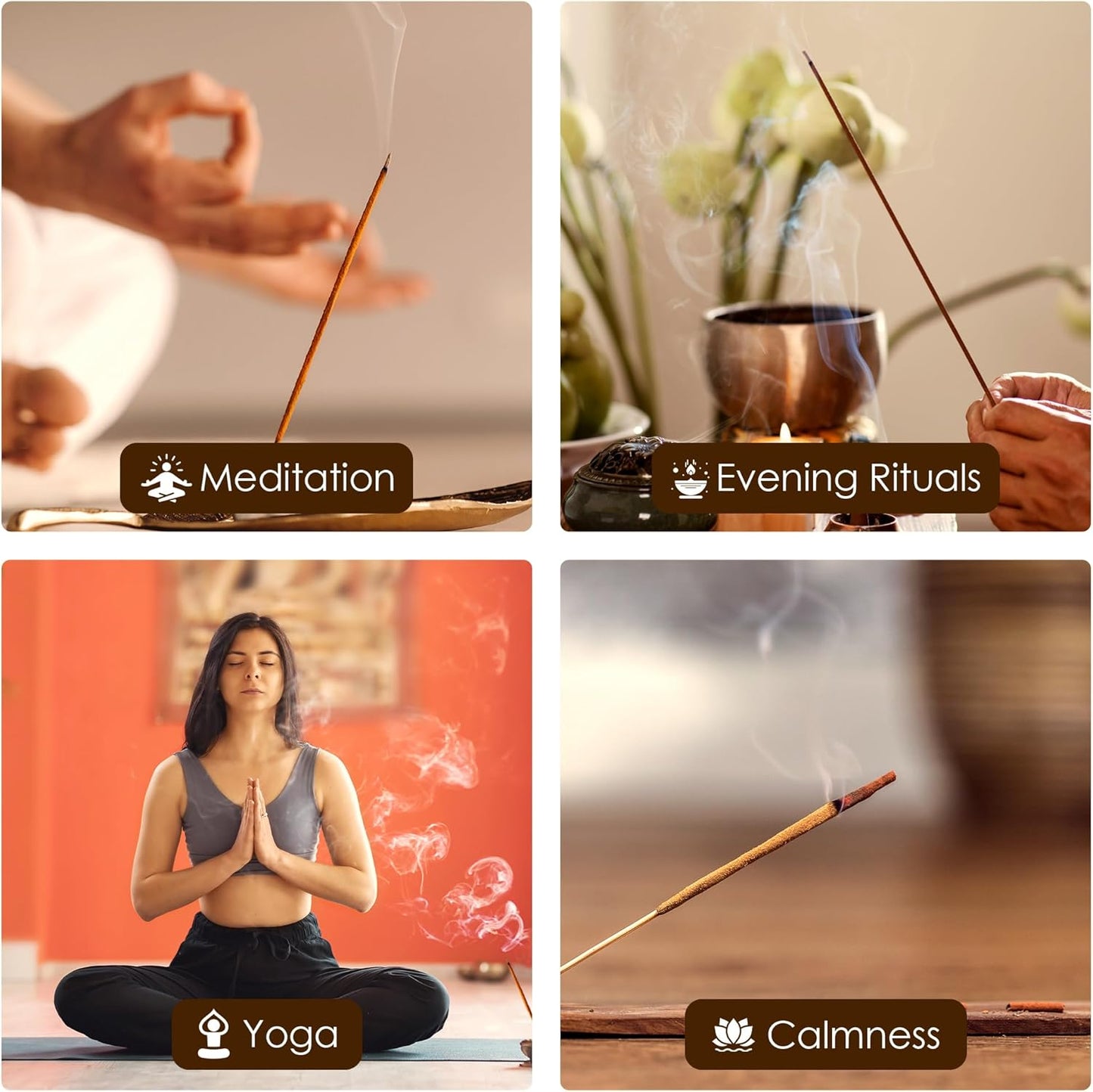 Himalayan Smudge Incense – 6 Fragrant Scents: Palo Santo, Copal, Myrrh, Cinnamon, Opium, Olibanum | 60 Sticks + 6 Dhoop | Masala Blend with Resins, Herbs & Essential Oils | Handcrafted