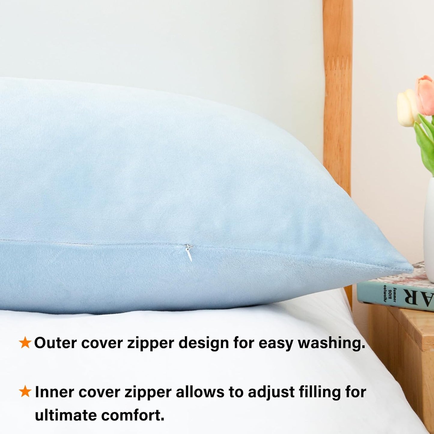 Body Pillow, Memory Foam Body Pillows for Adults Sleeping, Long Pillow for Bed, Big Large Firm Full Body Pillow for Side Sleeper, 20x54 Inch, Light Blue
