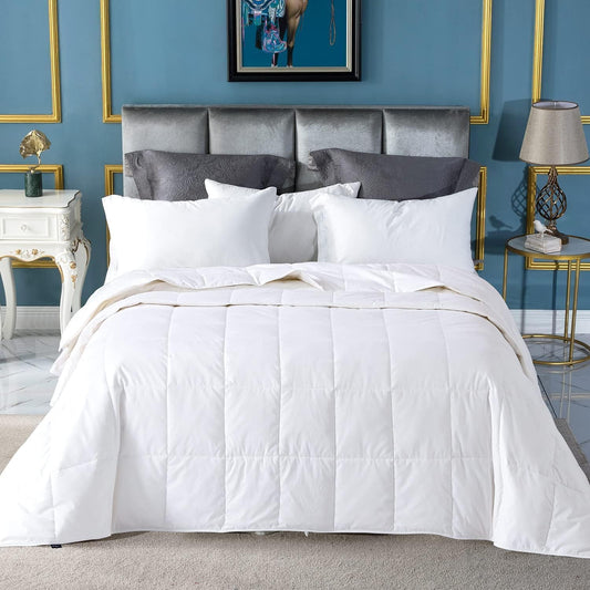 Globon Summer Down Comforter King Size, Extra Lightweight Blanket/Duvet Insert for Hot Sleepers, Noiseless & Extra Soft,106x90 inches,White
