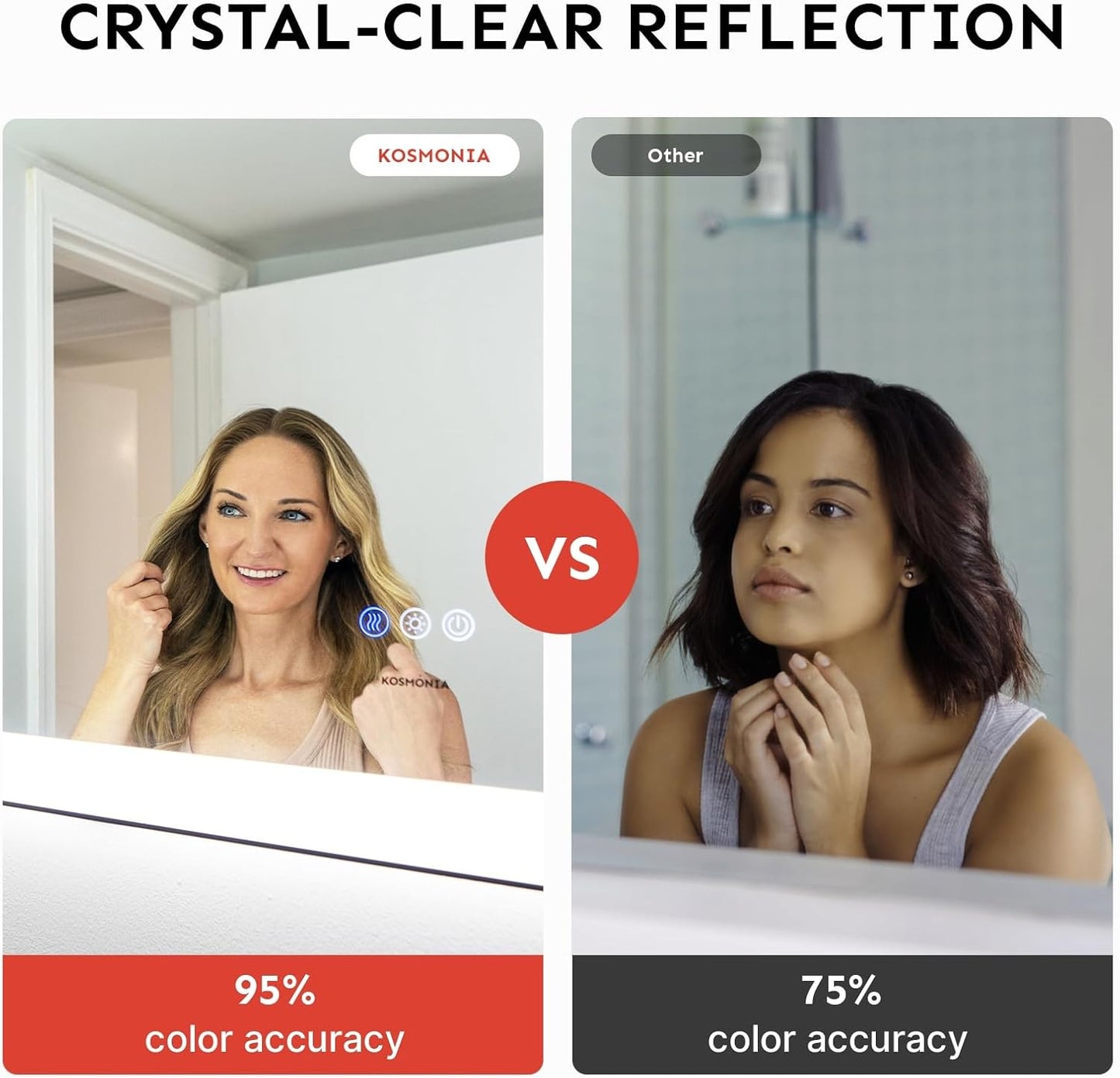 24x32'' LED Bathroom Mirror w/Light, Aluminum Frame, Dimmable Front & Backlit, Anti-Fog, Distortion Free, Light Memory, Tempered & Shatter-Proof Wall Mounted Vanity Silver Coating Mirror