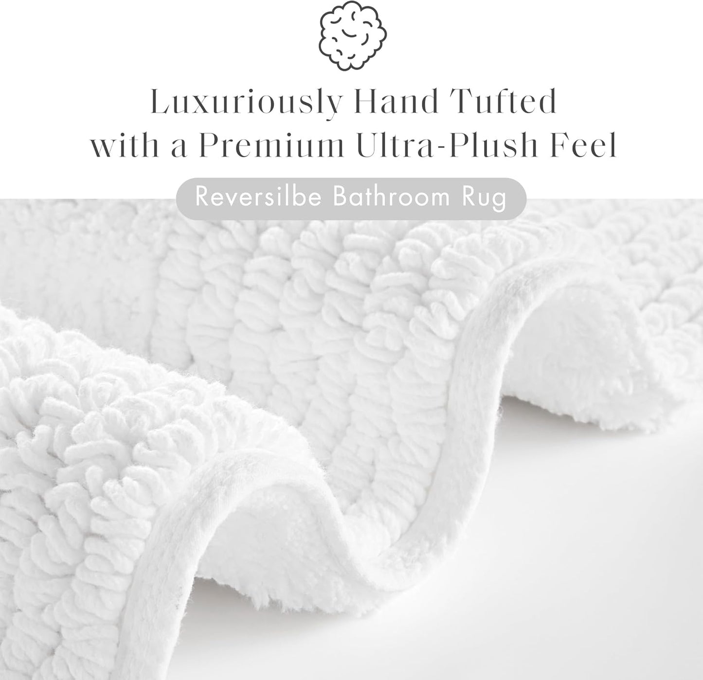 Madison Park Splendor Reversible 100% Cotton Tufted Bathroom Rug-3000 GSM Hotel Quality Luxurious Plush Medium Pile Bath Mat Absorbent, Quick Dry, Shower Room Décor, 24x36 White