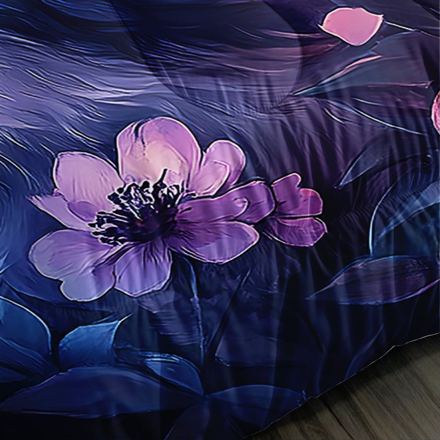 Kids Cat Comforter Set Full Size,Fantasy Cats Butterfly Flowers Bedding Set for Kids Girls Kawaii Room Decor,Cute Little Animal Themed Toddler Bedding Set with 2 Pillowcases.
