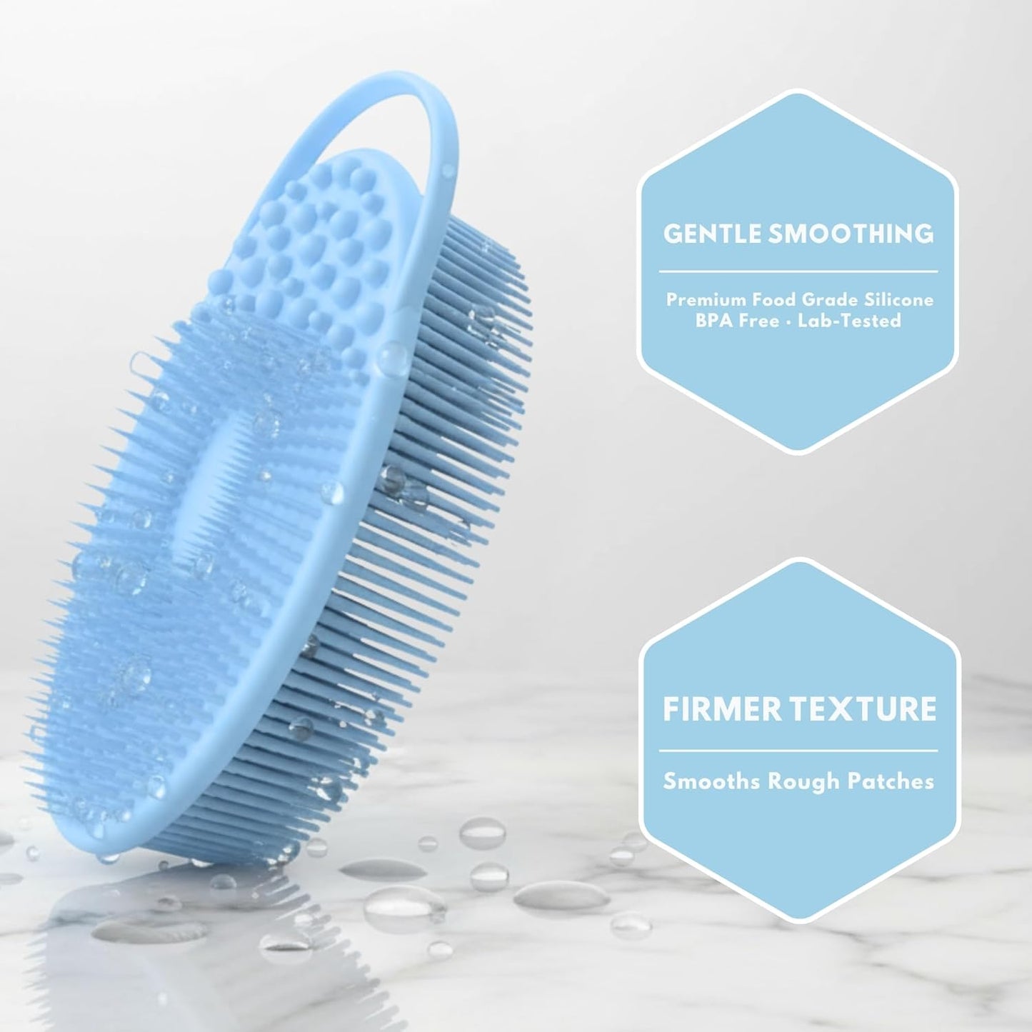 Exfoliating Body Scrubber Silicone - Textured Back Scrubber Shower Brush - Avilana Bath Loofah Alternative Dual Sided - Gentle Smoothing Body Wash Tool Rough Skin - Gift Women Men