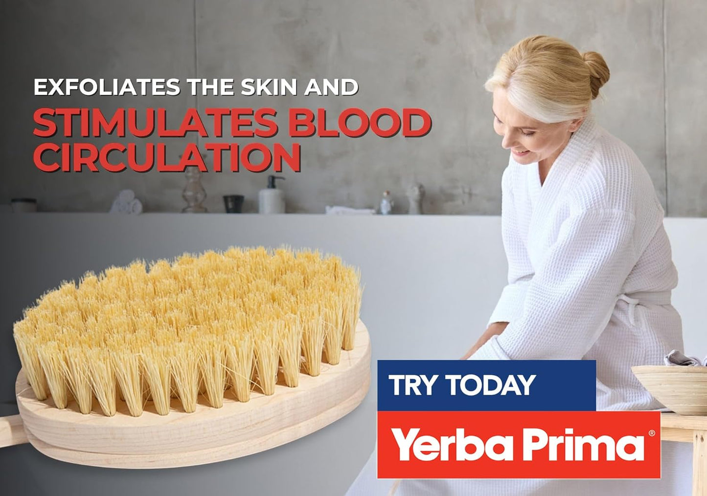 Yerba Prima Tampico Skin Brush (Pack of 1) - Natural Vegetable Fiber Bristles for Dry Skin Brushing
