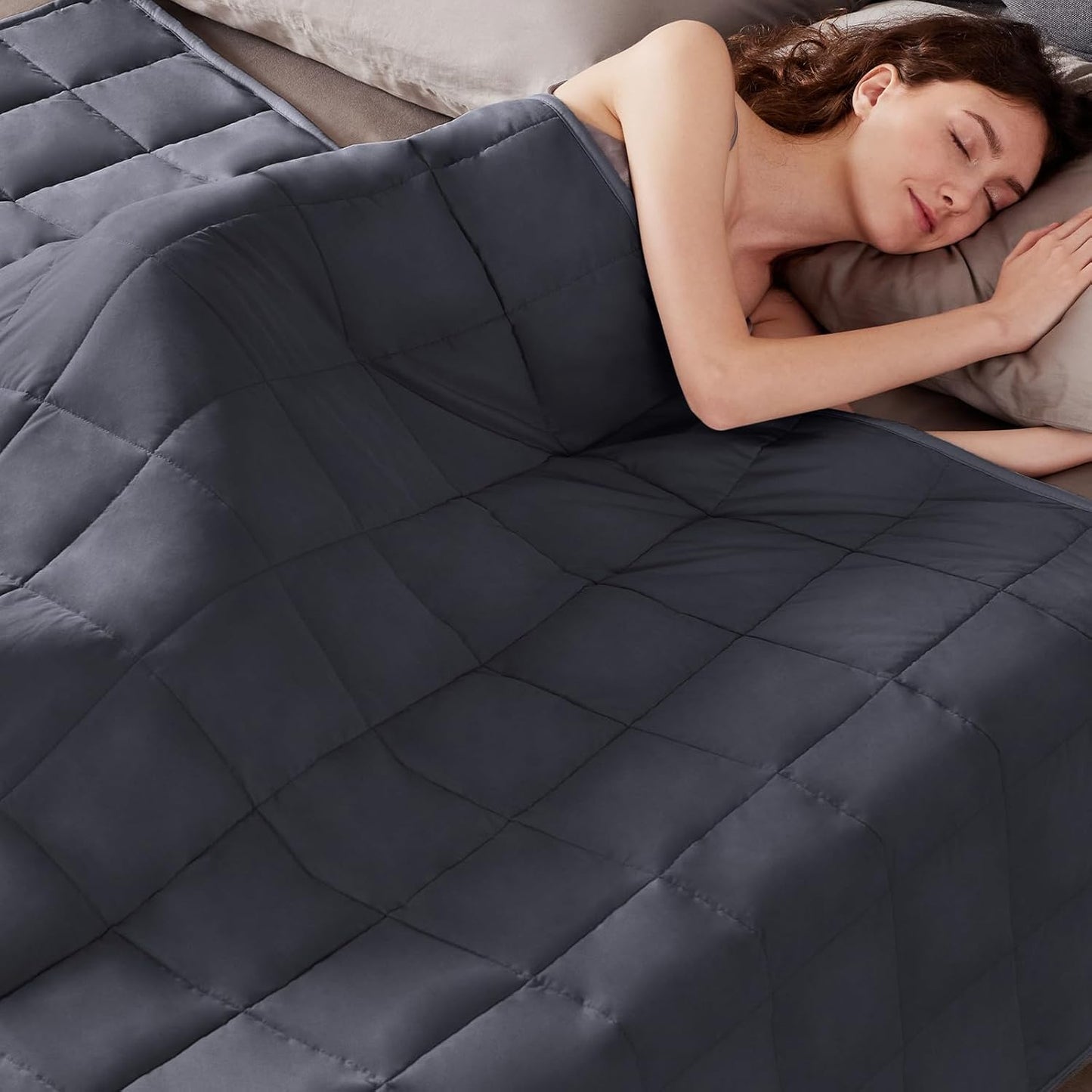 Weighted Blanket Queen Size (60"x80" 12lbs),Ultra Soft and Cozy Cooling Weighted Blanket Queen Size for Adult,Heavy Blanket with Machine Washable Soft Blanket, Dark Grey