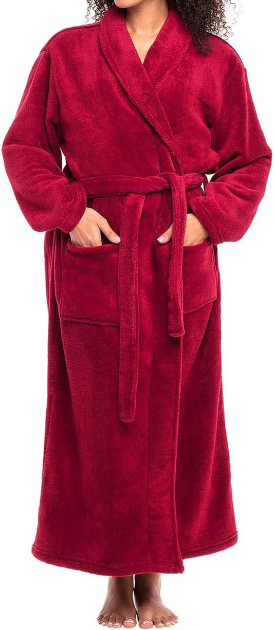 Alexander Del Rossa Plush Robe for Women, Long Fleece Winter Bath Robe, Plus Size
