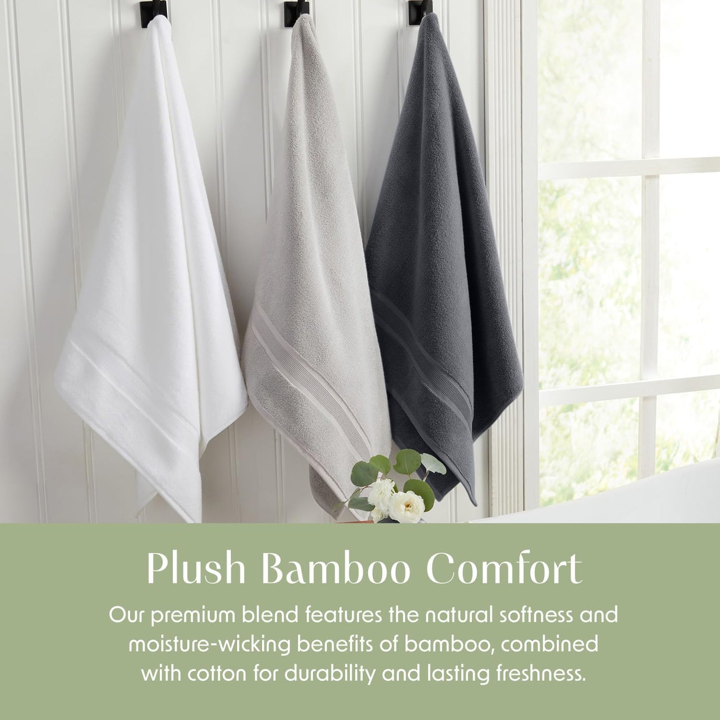 Springtree Home Luxury Viscose from Bamboo Bath Towel Set of 4 | 35% Viscose from Bamboo - 65% Cotton | Absorbent Quick-Dry Towels for Bathroom | Oeko-TEX Standard 100 Cotton | Iron Grey