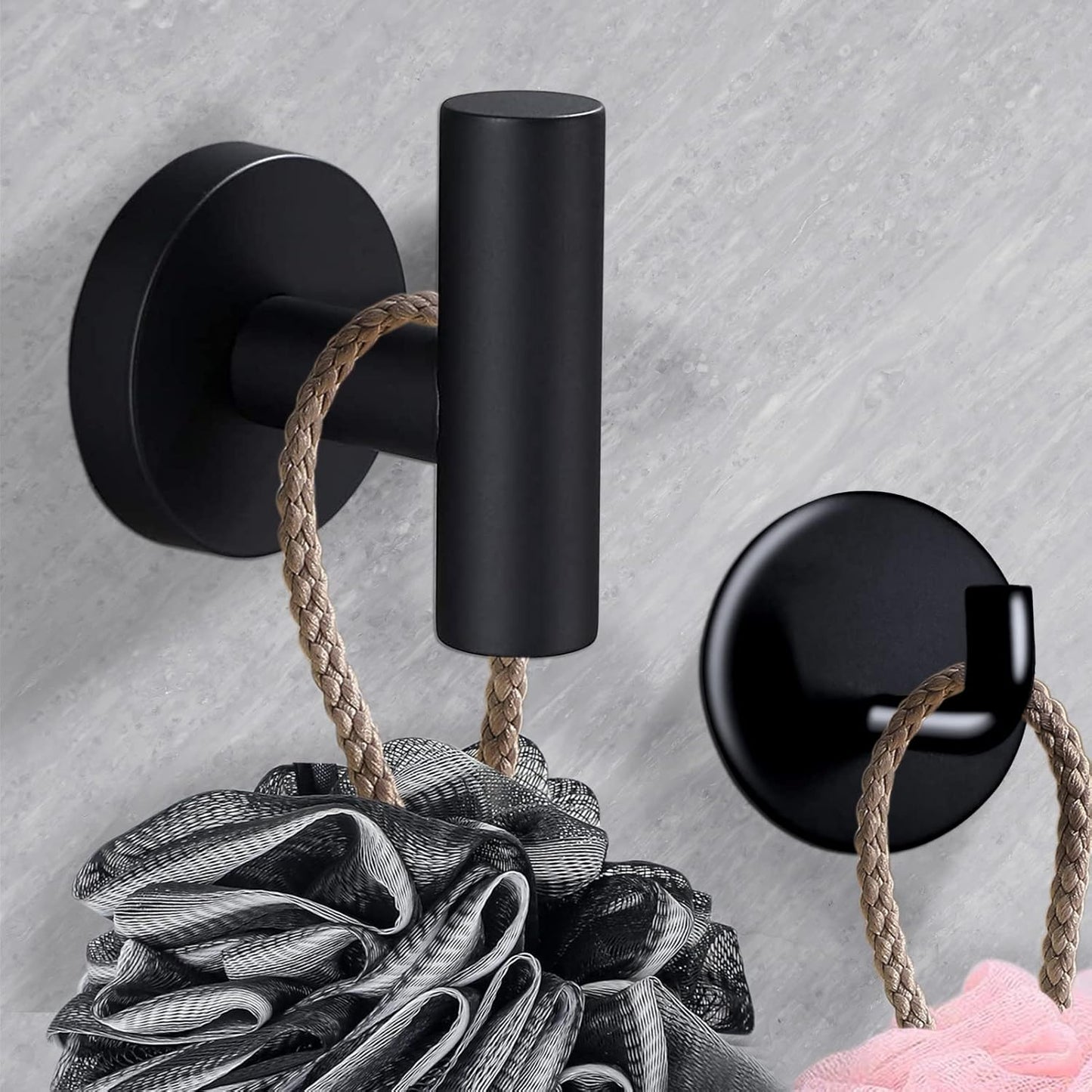8 Pieces Bathroom Towel Rack Set, Includes 2PCS 23.6 inch Towel bar, 2PCS Towel Hook, 2 PCS Towel Ring, 2PCS Toilet Paper Holder-Matte Black Bathroom Accessories Sets
