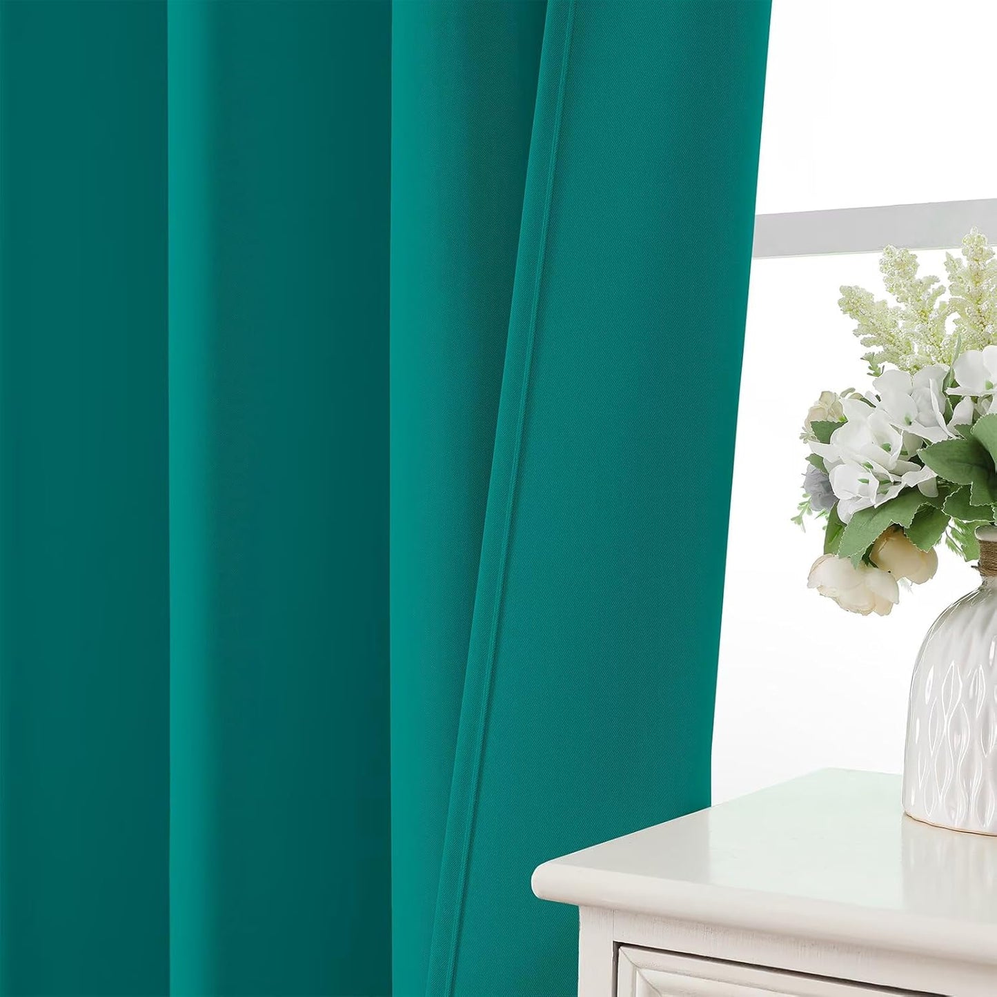 CUCRAF Turquoise Blackout Curtains 84 inch Length 2 Panels Set, Rod Pocket Room Darkening Drapes for Bedroom Living Room, Insulated Thermal Light Blocking Window Curtain (W52 x L84 Inch)