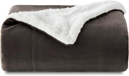 Bedsure GentleSoft Sherpa Fleece Throw Blanket Twin Size for Couch - Thick and Warm Throw for Women and Men, Soft Fuzzy Plush Twin Blanket for Winter, Brown, 60x80 Inches