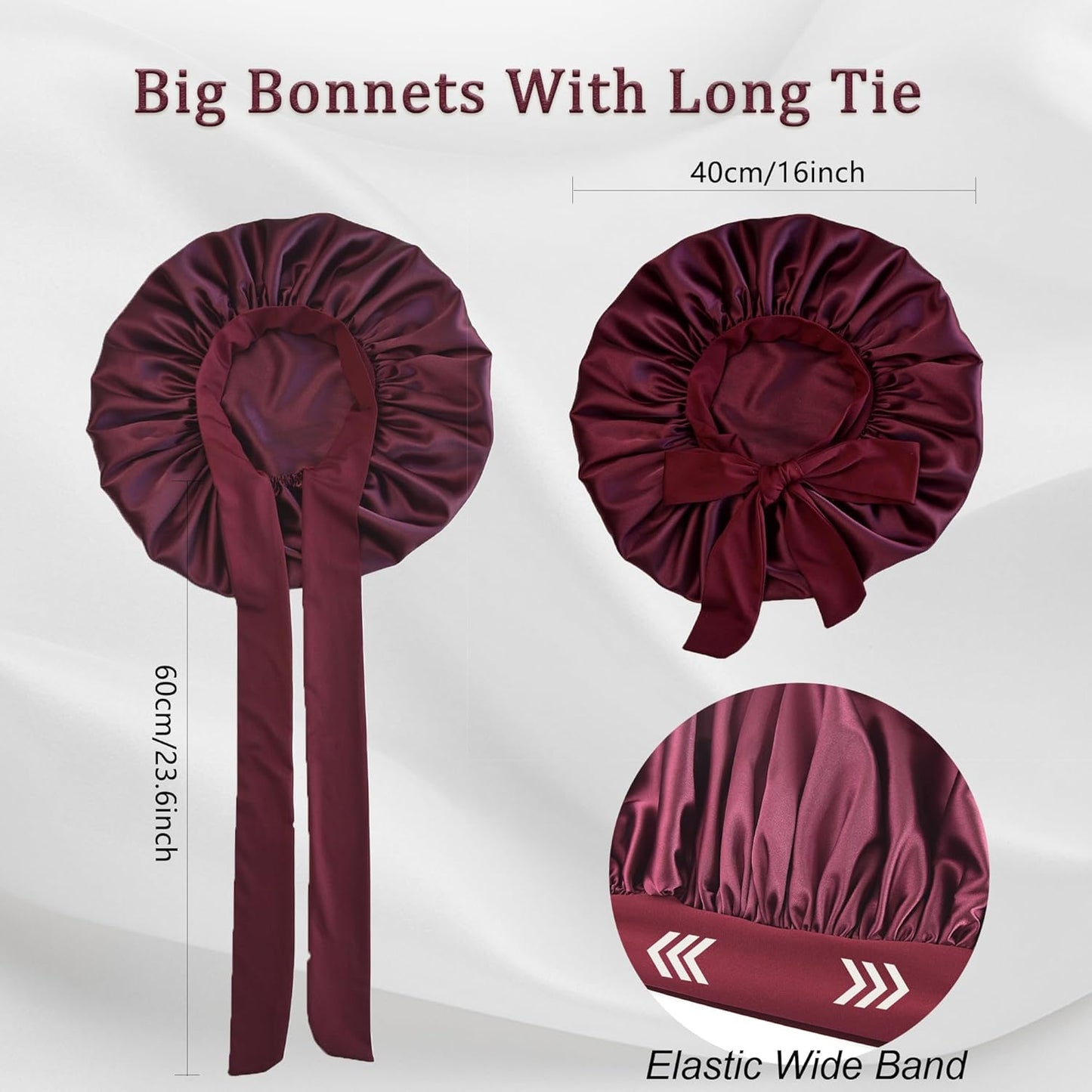 Silk Bonnet for Sleeping Women Satin Bonnet Double Layer Night Sleep Cap with Elastic Tie Band for Curly Natural Hair