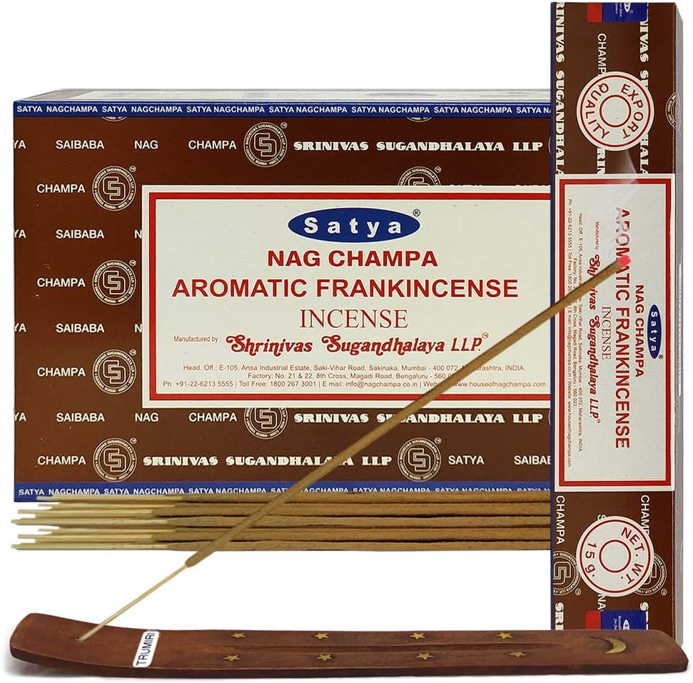 Aromatic Frankinsence Incense Sticks and Incense Stick Holder Bundle Insence Insense Satya