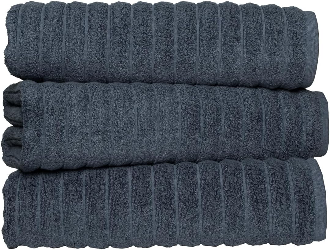 Classic Turkish Towels CTT - Luxury 3 Piece Jumbo Bath Sheets, 100% Turkish Cotton, Absorbent & Ultra Comfy Bath Towel Sheets for Hotels & Spa | 40"x65" (Dark Blue)