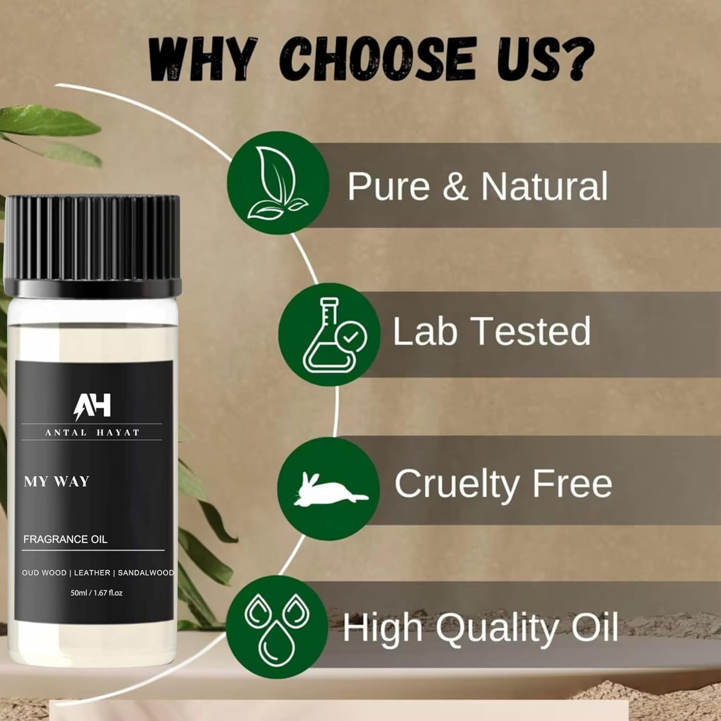 My Way Essential Oil Scent 50ml - Antal Hayat Diffuser Oil - Home Luxury Scents - Lemon, Comforting Sandalwood, Warm Cedarwood & Pretty Iris - Diffuser Oil Blends for Aromatherapy