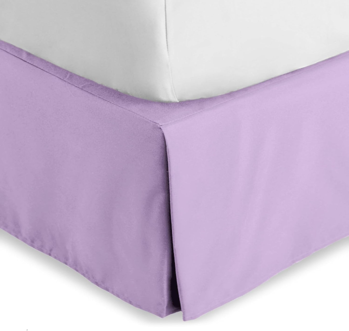 Bare Home Queen Bed Skirt - 15-Inch Tailored Drop Easy Fit - Bed Skirt for Beds - Center & Corner Pleats (Queen, Lavender)