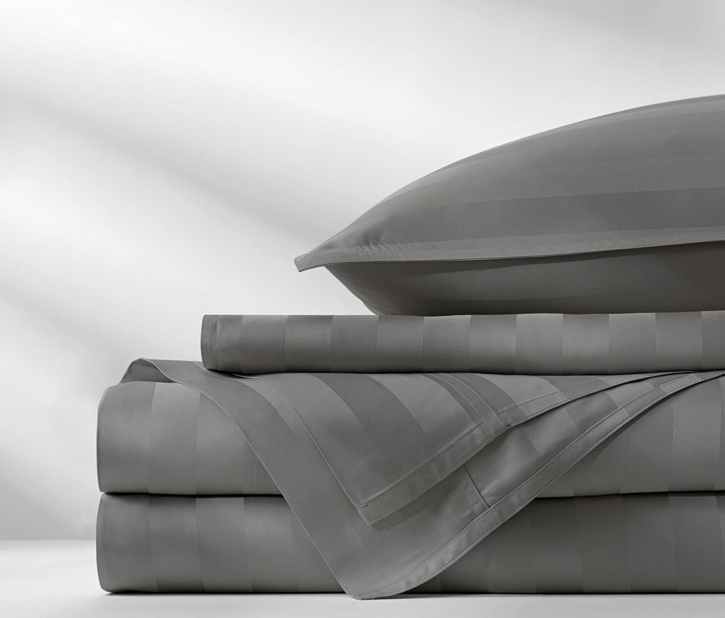 Full Sheets by Pure Bamboo, Genuine 100% Organic Viscose Derived from Bamboo Bed Sheet Set, Luxuriously Soft & Cooling, Double Stitching, Lifetime Quality Promise (Full, Jacquard Stone)