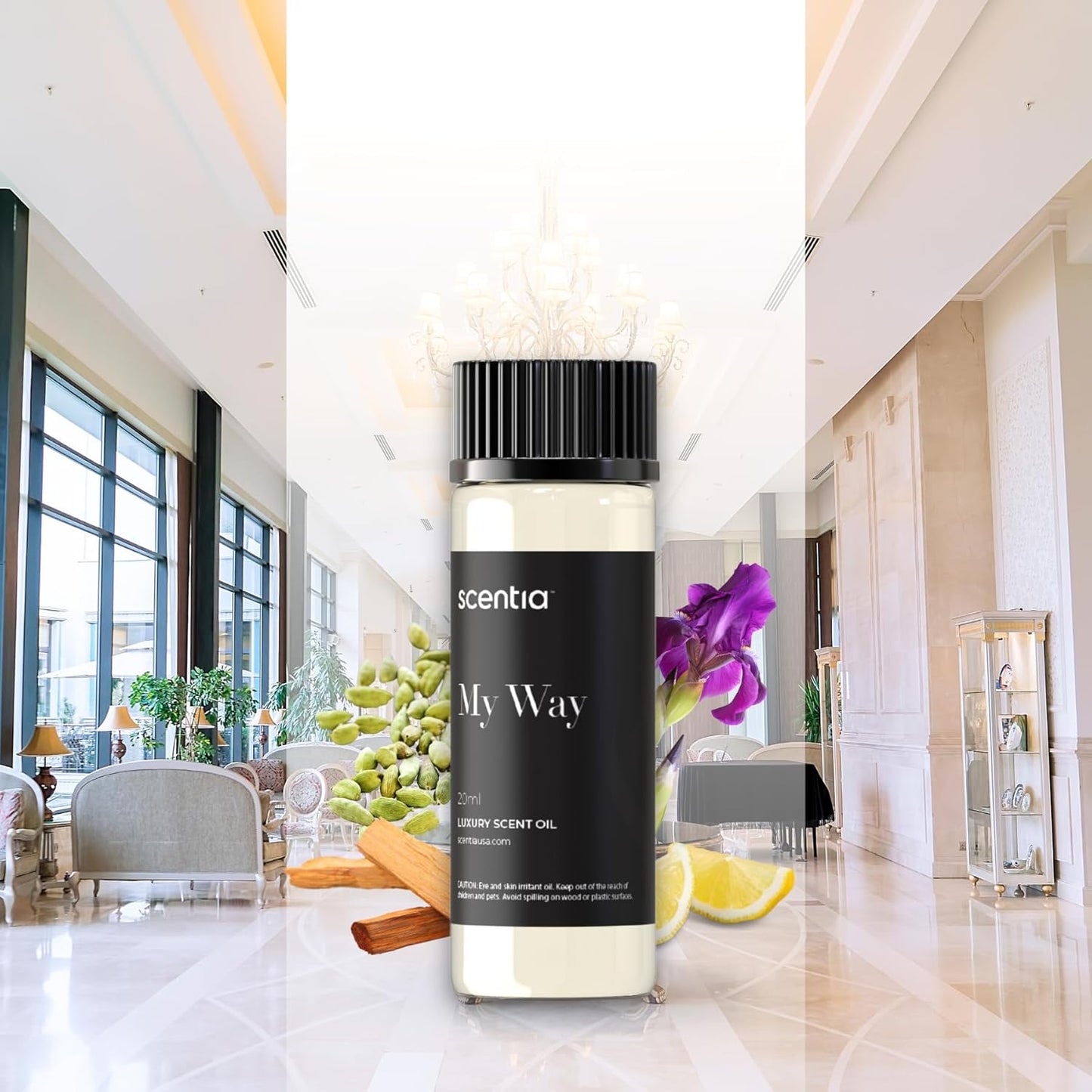 Scentia My Way Hotel Diffuser Oil Inspired by The 1 Hotel Miami Beach - 20 ml 0.67 fl oz - Fragrance Oil Blend Sandalwood, Cedar & Lemon Notes for Aromatherapy Diffusers Humidifiers, Thanksgiving Gift