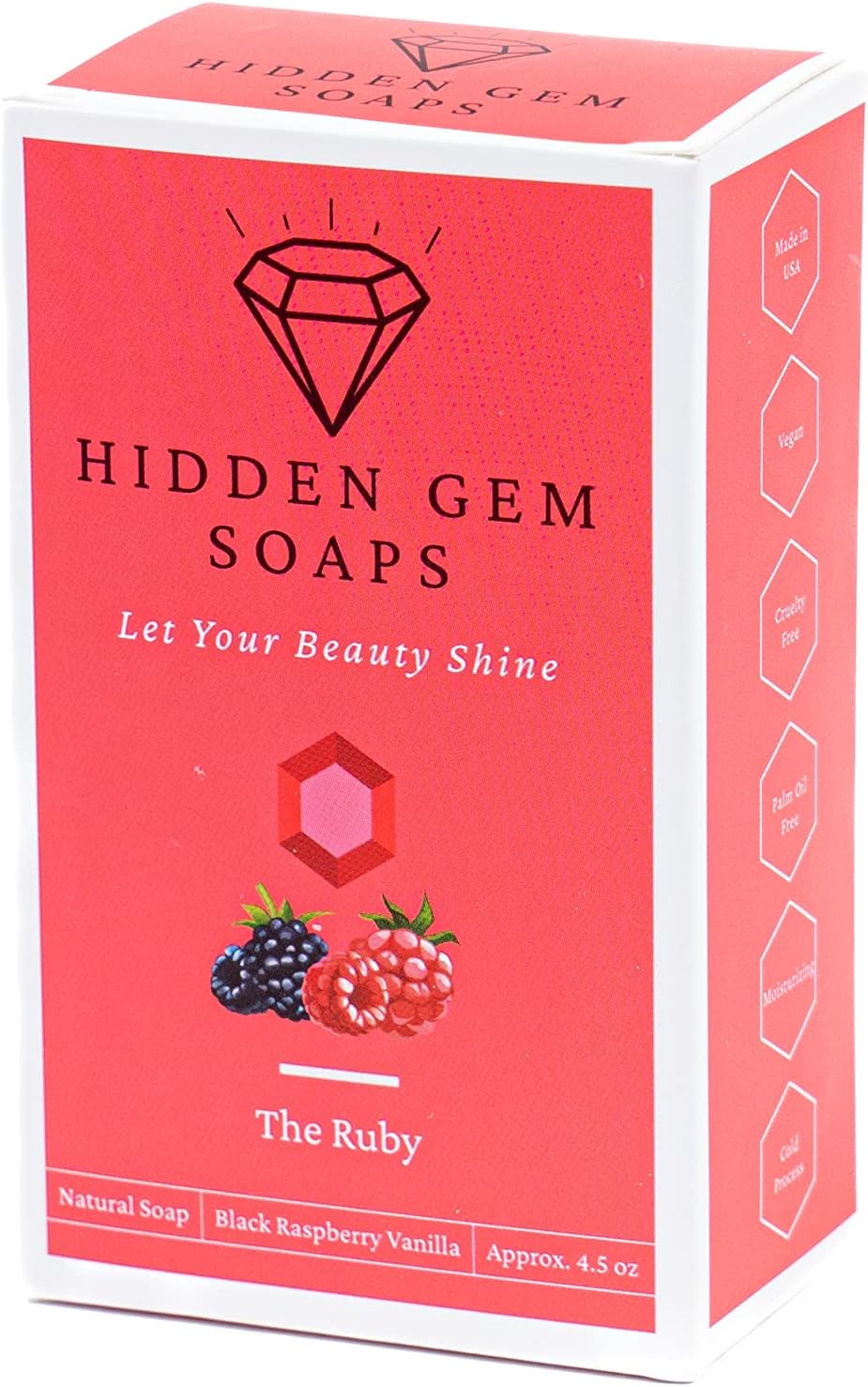 July Birthstone Ruby 3 Piece Gift Set All Natural Bar Soap, Bath Bomb, Shower Steamer Made in USA Palm Oil Free