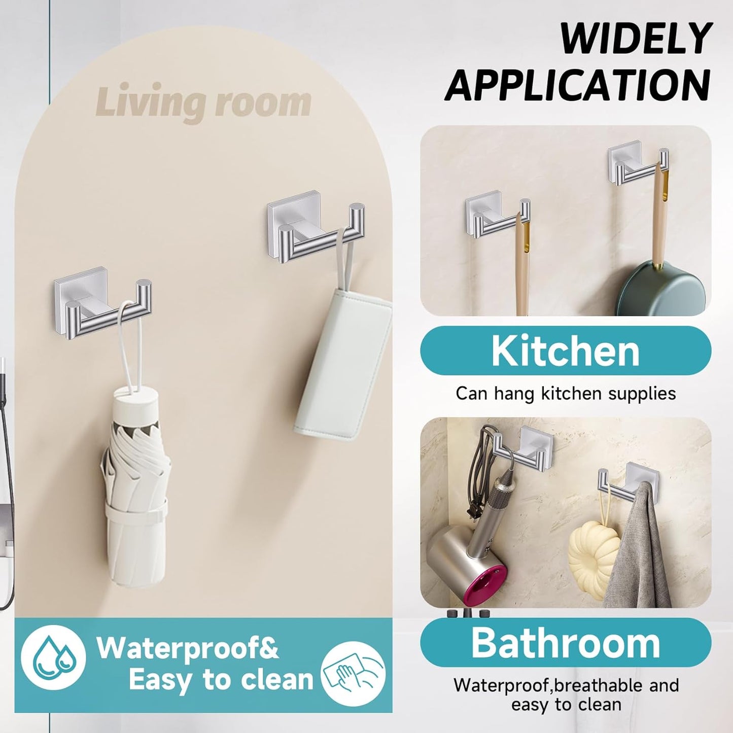 Brushed Nickel Bathroom Hardware Towel Bar Set, 5 Pieces Double Dase Toilet Paper Holder Bathroom Hardware Set, 23.6 Inch Stainless Steel Towel Racks for Bathroom Wall Mounted