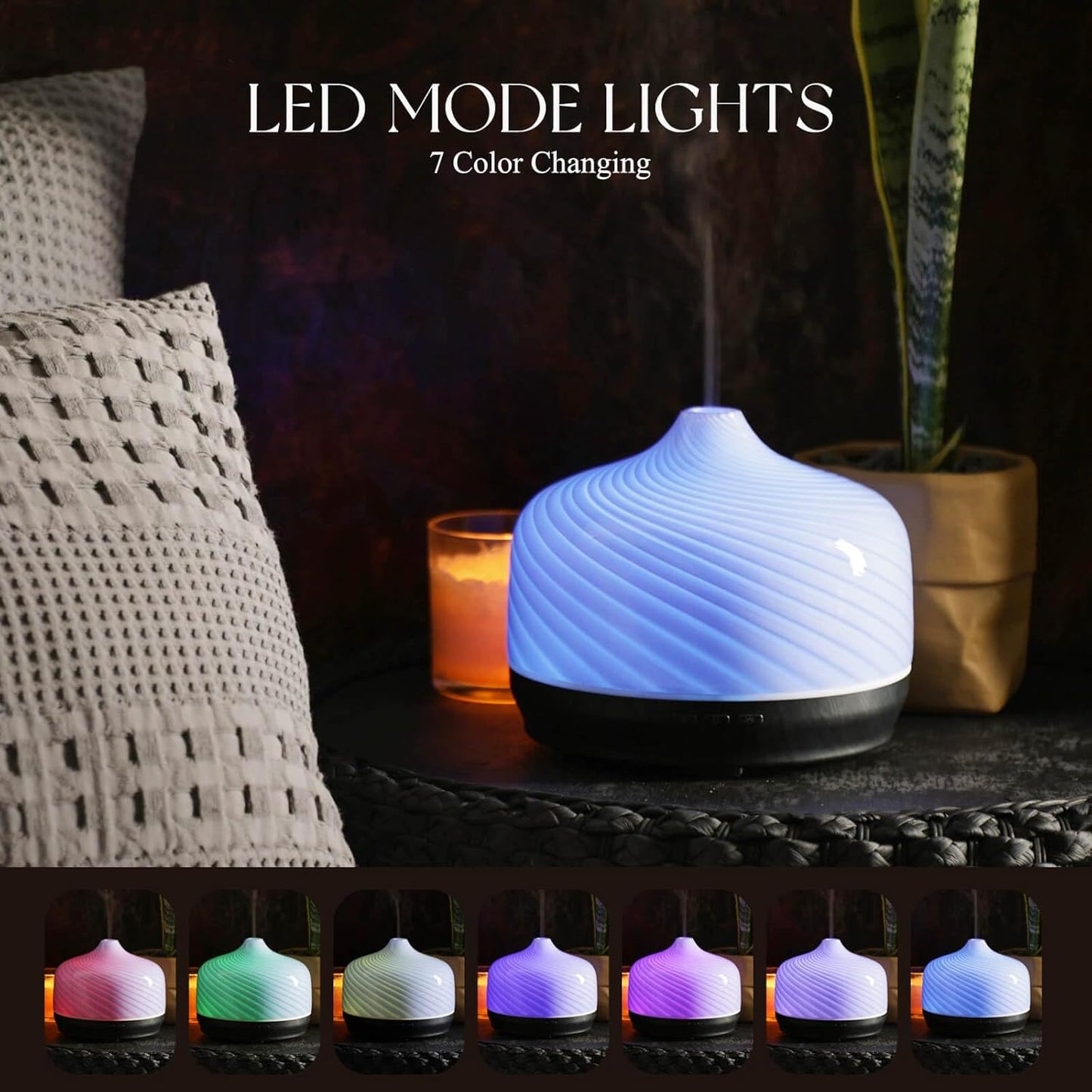 Porseme 500ml Glass Essential Oil Diffuser Aromatherapy Ultrasonic Cool Mist Humidifier 15-21 Running Hours Waterless Auto-Off Air Diffusers for Sleeping Yoga Office Working Spa and Rest (Pure Purple)