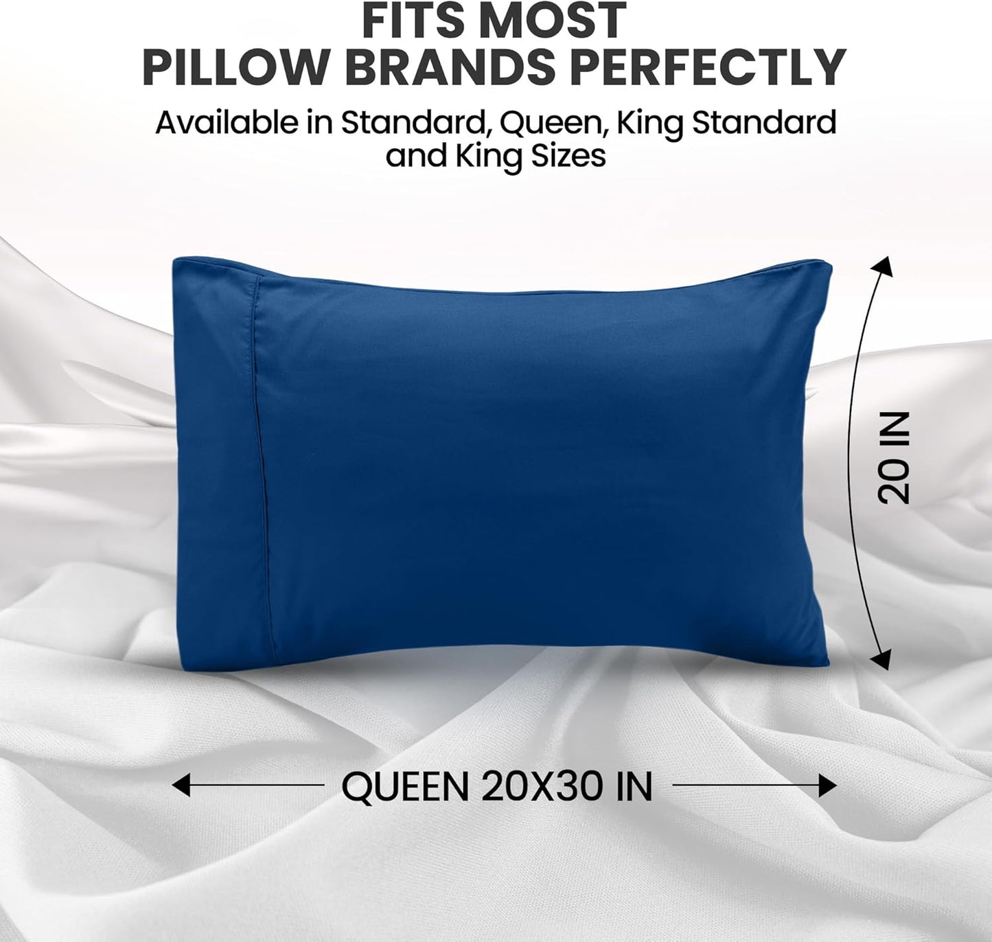 Pillow Covers by Utopia Bedding - Queen Size 2-Pack – Soft Brushed Microfiber – Perfect for Hospitals, Hotels, Guest Rooms – Oeko-TEX Certified, 20x30 Inches (Blue Dusk)