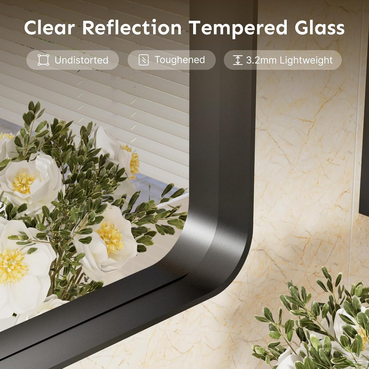 Kosmonia 32x24 Bathroom Vanity Mirror for Wall, Aluminum Framed, Farmhouse Rectangle, Anti-Rust, HD Reflection Anti-Desilvering, Distortion Free, Tempered and Shatter-Proof Wall Mounted Mirror, Black