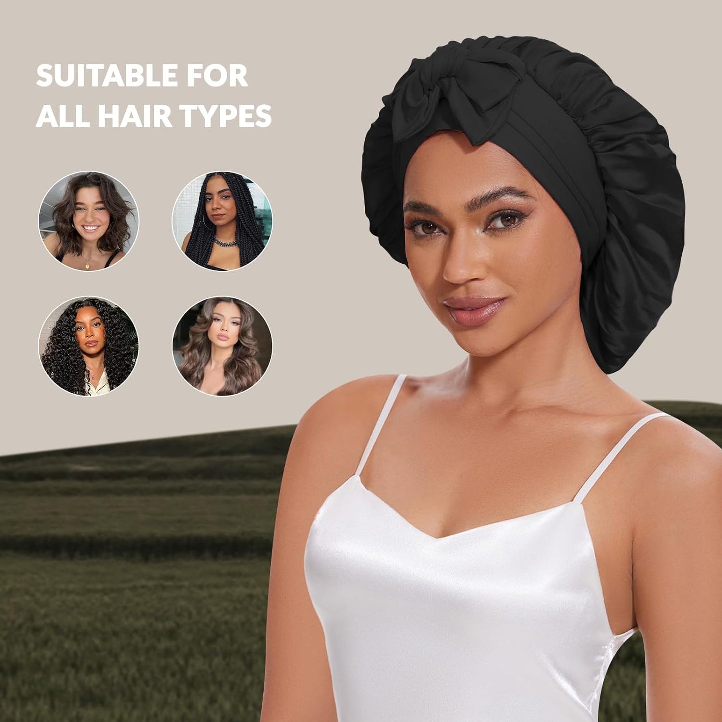 100% Mulberry Silk Bonnet for Sleeping for Women, Double-Layer Real Silk Hair Bonnet Sleep Cap Hair Wrap