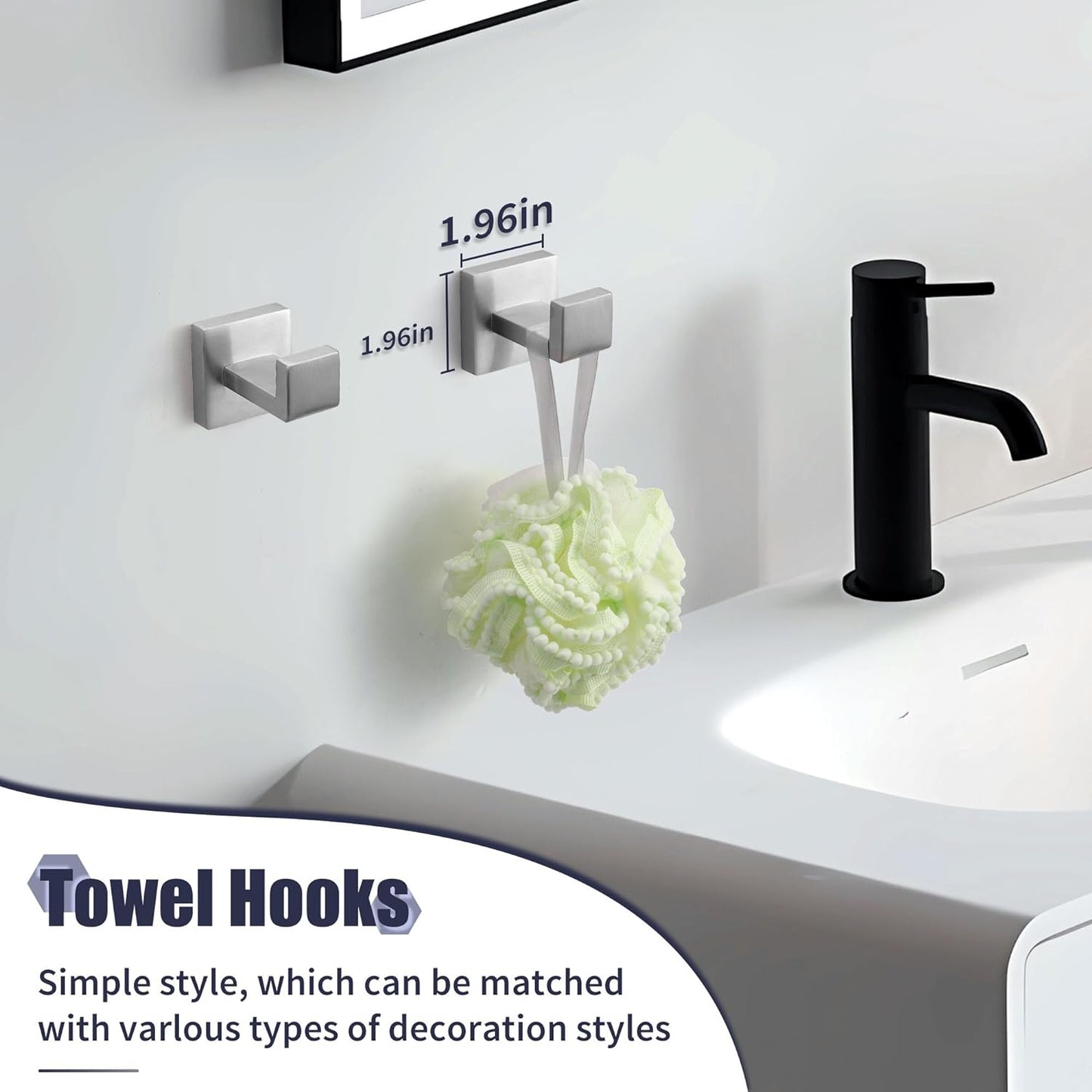 Bathroom Hardware Set Brushed Nickel 5-Pieces Bathroom Towel Rack SUS304 Stainless Steel Bath Towel Bar Set, Towel Racks Wall Mounted.