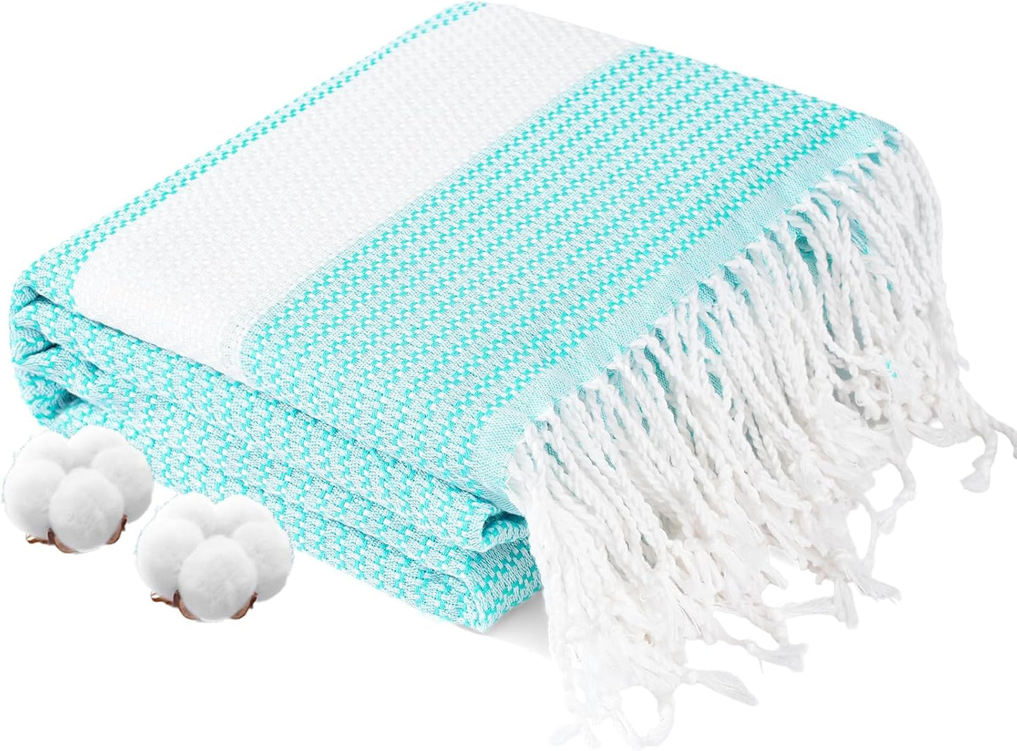 Oversized Cotton Turkish Beach Towels 74"x38" Thin Quick Dry Sand Free Pool Swim Bathing Towel Extra Large Blanket Adult Travel Essentials Accessories Must Haves Summer Vacation LightGreen Dot
