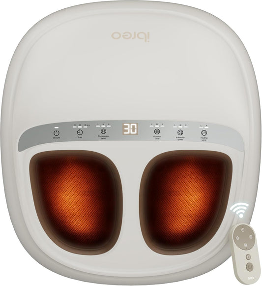 Foot Massager with 2 Level Heat, 3 Level Air Compression & Vibration, Deep Kneading Shiatsu, Remote Control & Timer for Pain Relief, Neuropathy, Plantar Fasciitis, Comfort for Long Stand & Fitness