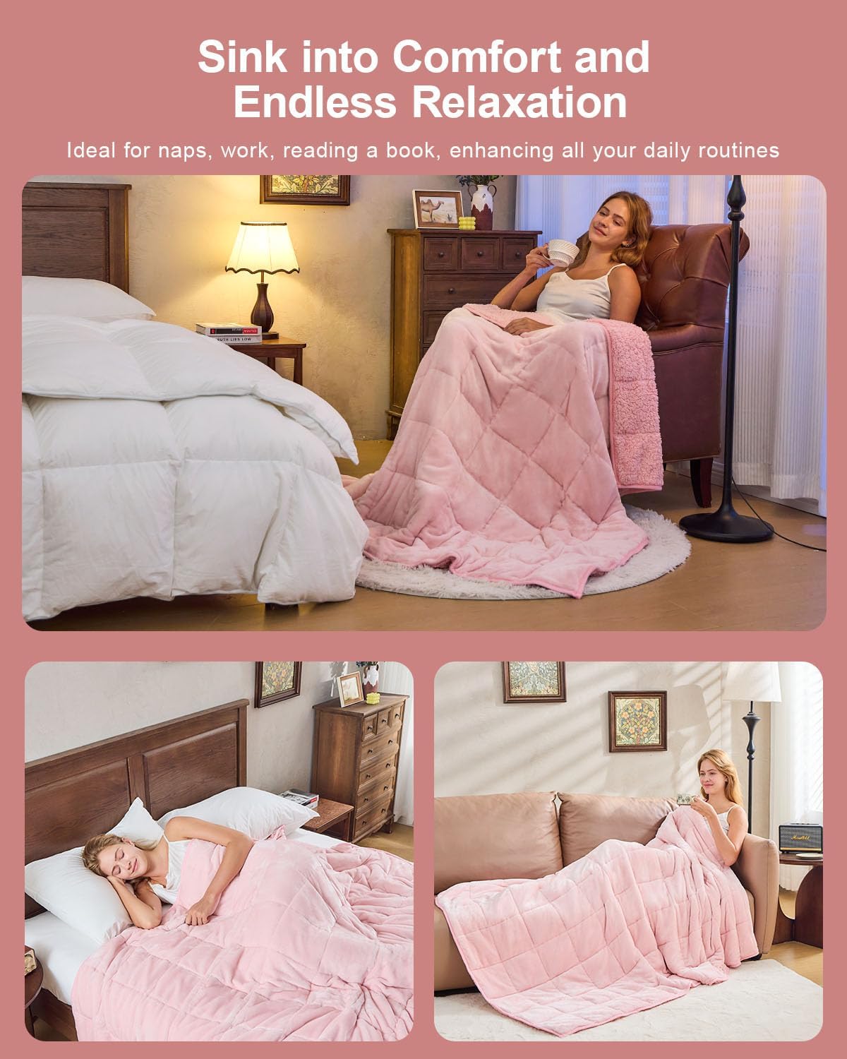 Super Fuzzy Soft Sherpa Fleece Weighted Blanket, 15 lbs Dual Sided Fluffy Heavy Weighted Blankets for Adults - No Bunching with Double Layers of Soft Inner Lining (48"x 72", 15 Pounds)