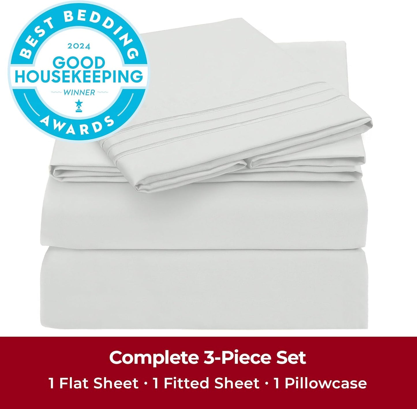 Mellanni Twin Sheets Set - 3 PC Iconic Collection Bedding - Hotel Luxury, Extra Soft, Cooling Bed Sheets - Wrinkle, Fade, Stain Resistant (Twin, Ivory)