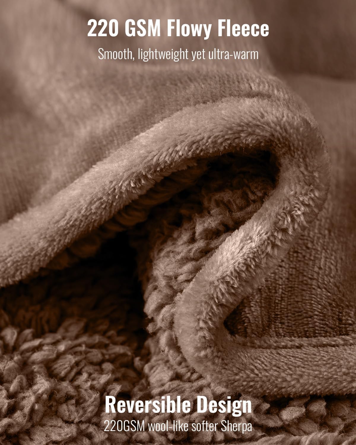 Uttermara Sherpa Fleece Weighted Blanket 12 lbs for Adults, Unicolor Ultra-Soft Fleece and Sherpa, Dual Sided Cozy Plush Blanket for Sofa Bed, 48 x 72 inches, Brown