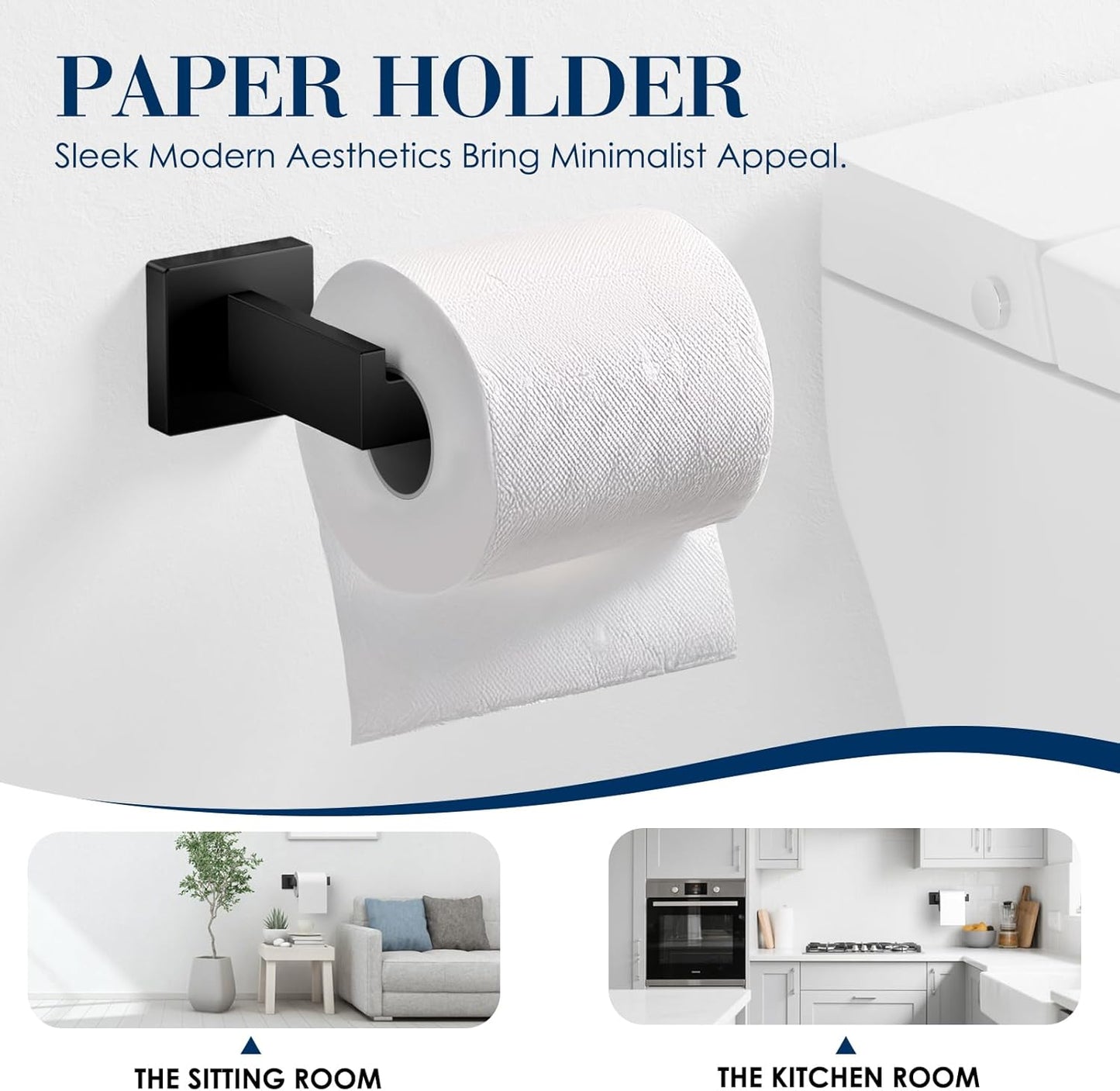 10-Pieces Towel Racks for Bathroom, Matte Black Bathroom Accessory Set, Stainless Steel Black Bathroom Accessories, SUS304 Stainless Steel Wall Mounted, Bath Towel Bar Set