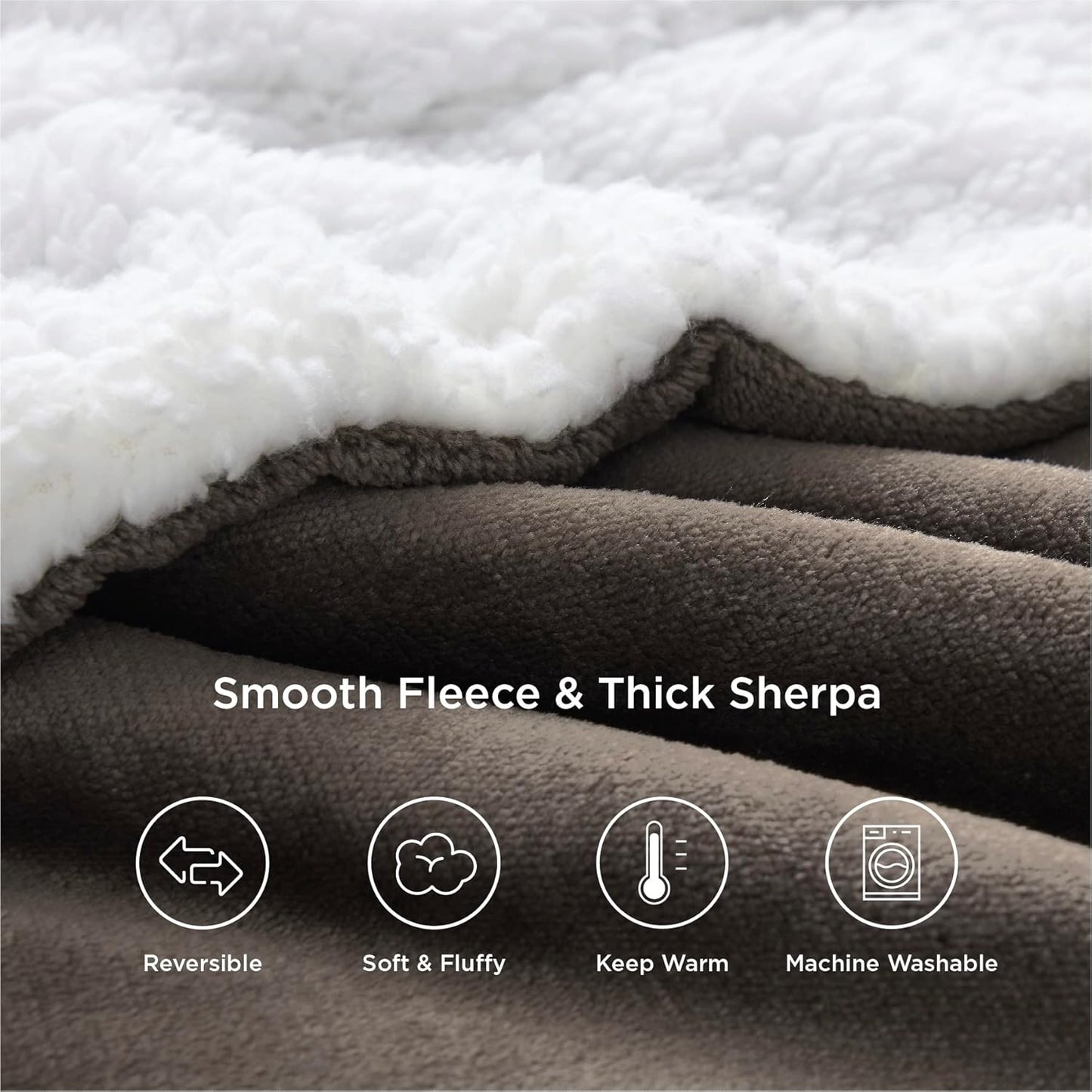 Bedsure GentleSoft Sherpa Fleece Throw Blanket Twin Size for Couch - Thick and Warm Throw for Women and Men, Soft Fuzzy Plush Twin Blanket for Winter, Brown, 60x80 Inches