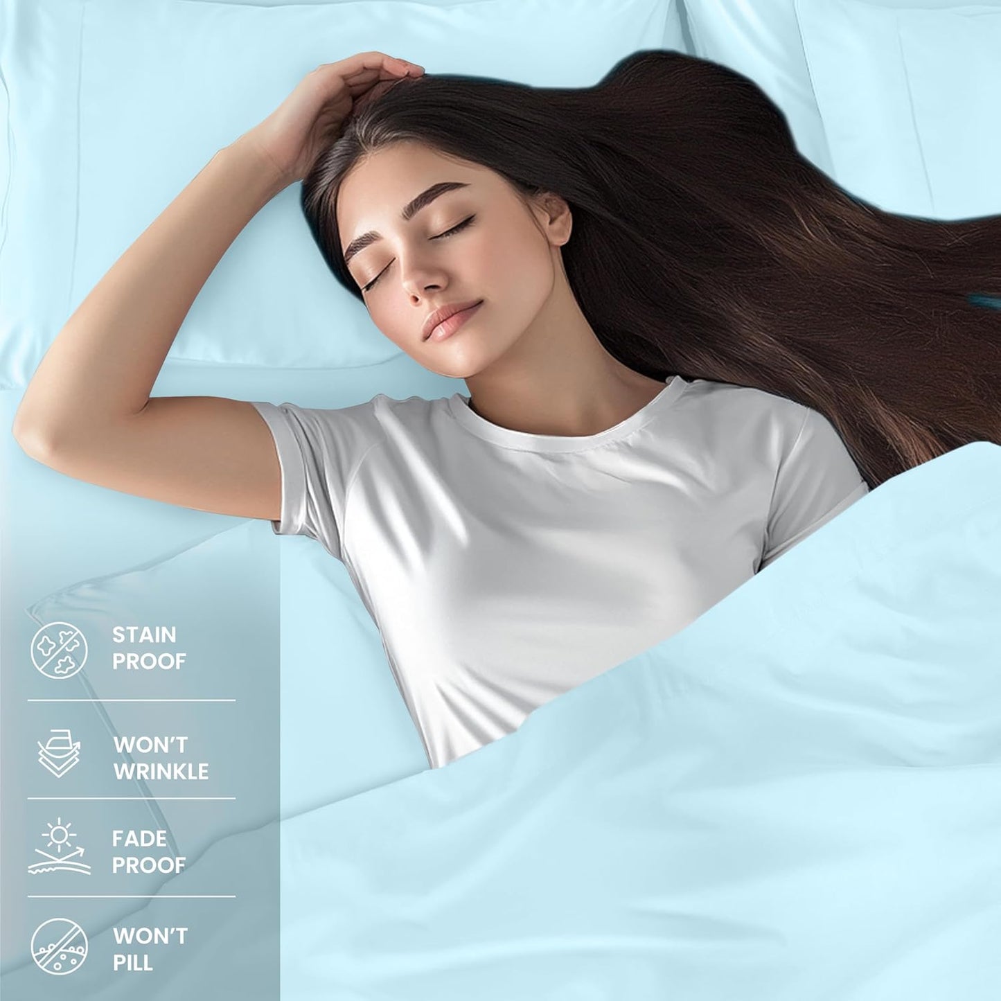 Utopia Bedding Twin Sheet Set – 3 Piece Bed Sheets for Twin Size Bed, Soft and Breathable Microfiber, Includes 1 Fitted Sheet, 1 Flat Sheet and 1 Pillowcase (Ice Blue)