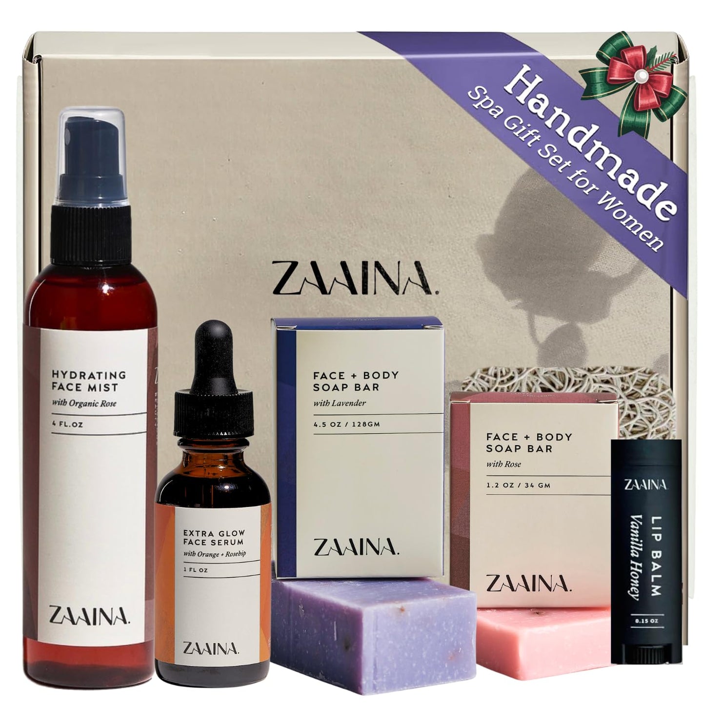 ZAAINA Spa Gifts for Women - Relaxation Spa Kit, Holiday Spa Gift Basket, Pampering At Home Natural Bath & Body Self Care Spa Package, Christmas Gifts for Mom Wife, Birthday Gifts for Women