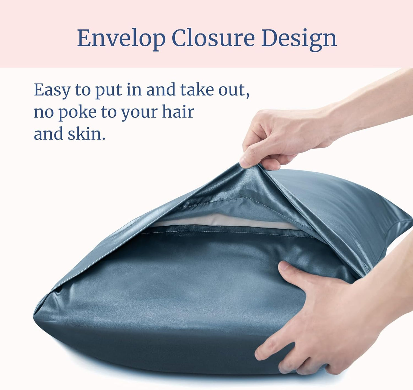 BEDELITE Satin Pillowcase for Hair and Skin, Super Soft Similar to Silk Pillow Cases 4 Pack with Envelope Closure, Cooling Pillowcases for Women Men (20"x40" King Size, Bluesteel)