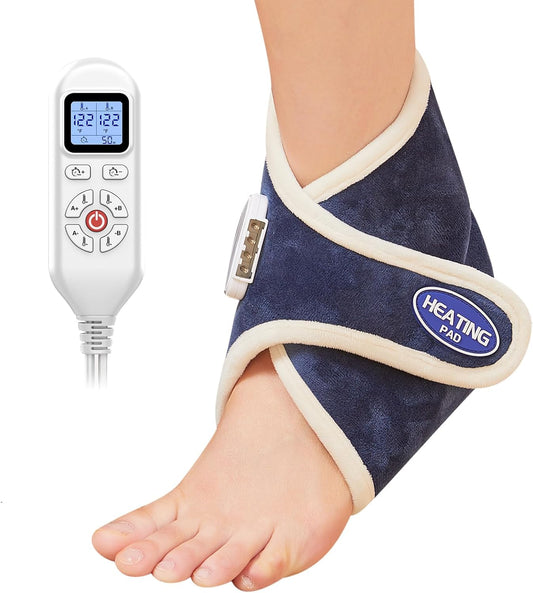 JOBYNA Heated Ankle Wraps for Planters Fasciitis/Achilles Tendinitis Pain Relief, 1 Pack Electric Ankle Heating Pad for Sprained Ankle, Arthritis Foot Heel Pain Relief, 86℉-158℉ & Auto Shut-Off