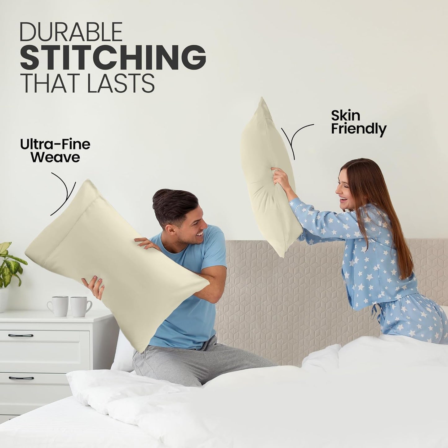 Pillow Covers by Utopia Bedding - Queen Size 2-Pack – Soft Brushed Microfiber – Perfect for Hospitals, Hotels, Guest Rooms – Oeko-TEX Certified, 20x30 Inches (Ivory)