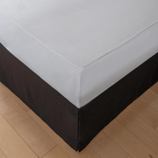 Full Bed Skirt, Wrap Around Bed Skirt with Pleated Corner, 14 Inch Drop Pleated Waffle Weave Bedskirts, Anti-Slip, Microfiber, Black, 14'' Full