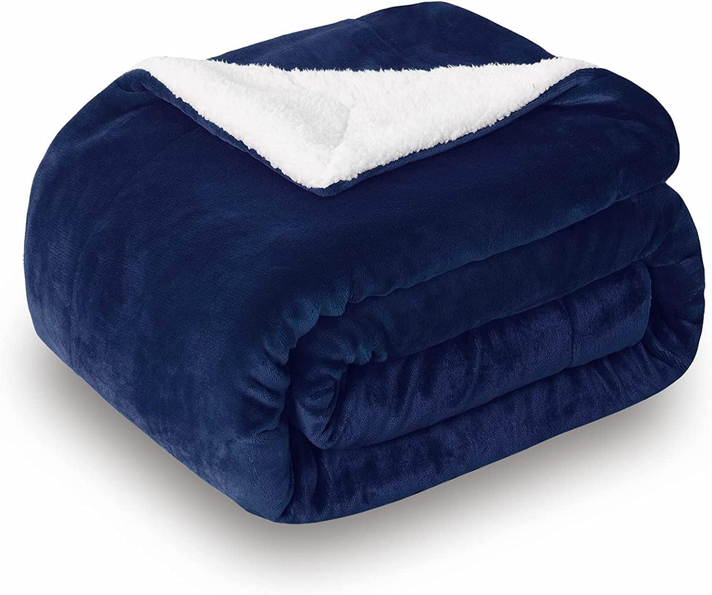 SOCHOW Sherpa Fleece Throw Blanket, Double-Sided Super Soft Luxurious Plush Blanket Twin Size, Navy Blue(60/inch X80/'')