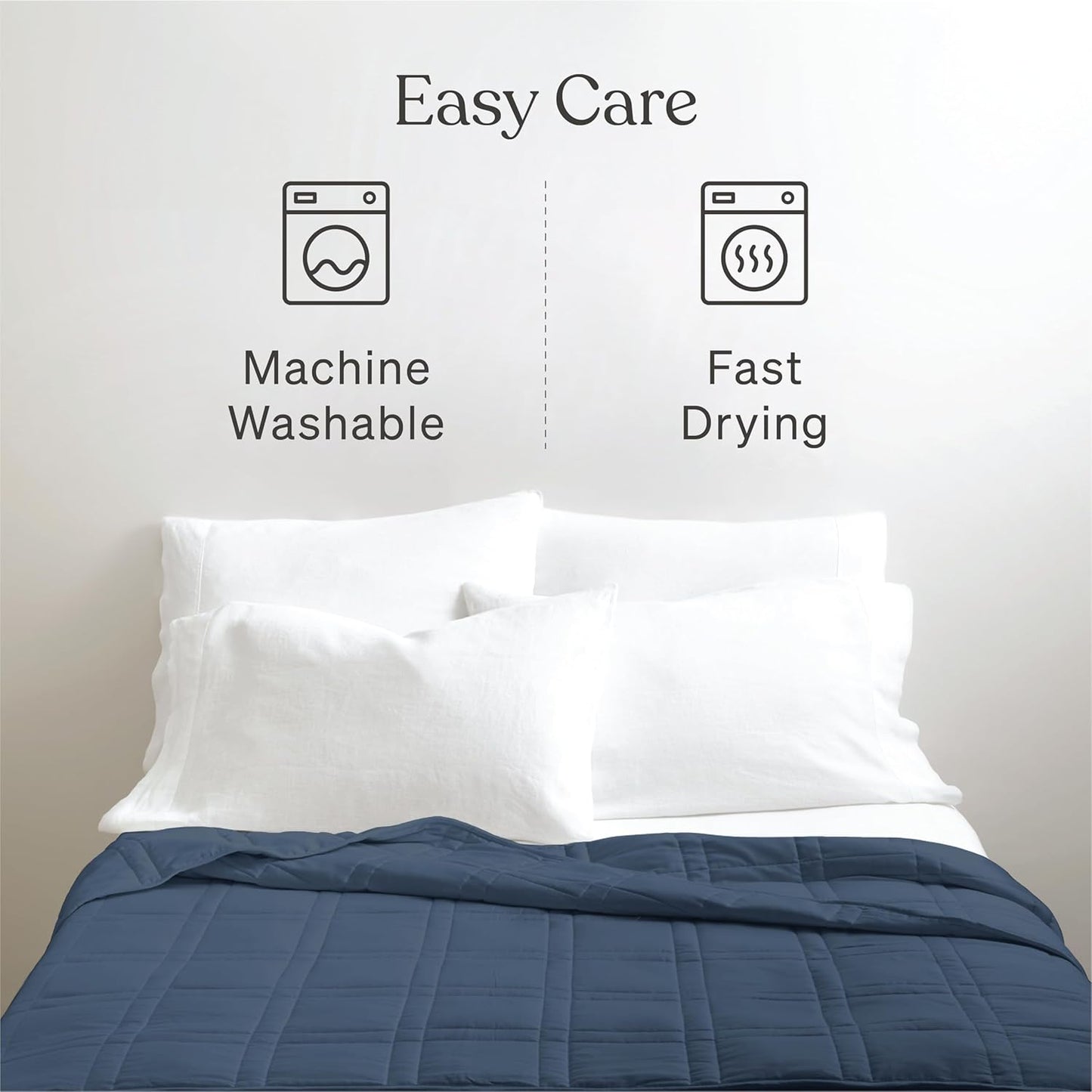 Baloo Weighted Blanket for Adults 15 lb (Navy Blue, 60"x80") | Cool & 100% Cotton | Machine Washable & Dryer Safe | Glass Microbead Fill