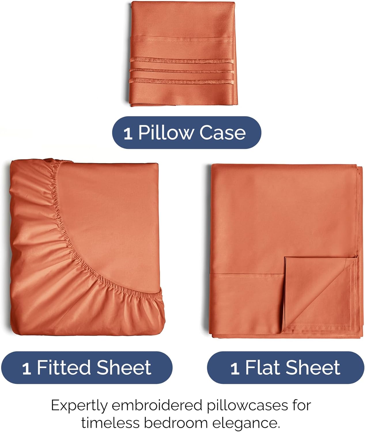 Twin XL Size 3 Piece Sheet Set - Extra Soft, Breathable & Cooling Sheets - Hotel Luxury Bed Sheets for Women & Men - Deep Pockets, Easy-Fit & Wrinkle-Free Sheets - Harvest Pumpkin Oeko-Tex Bed Sheets