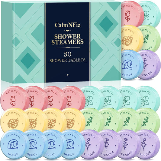30 Pack Shower Steamers for Women Present Set, Shower Bath Bombs with 6 Scents, Self-Care Items for Wife As Valentine's Day and Mothers Day Present Idea, Birthday Present Stocking Suffers