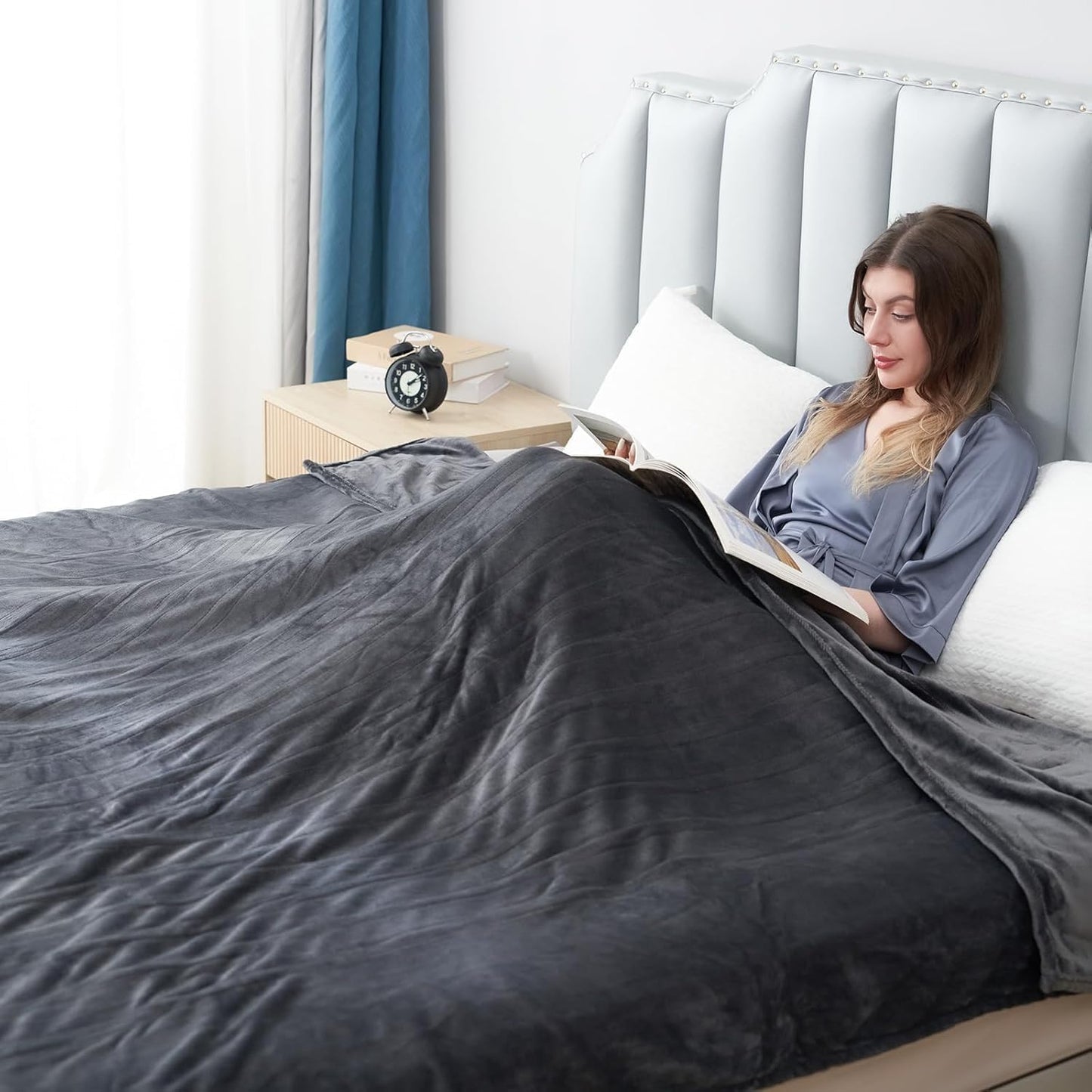 Electric Heated Blanket Full Size 72”x84”,Cozy Soft Warmth with 5 Heating Settings 10 Hours Auto-Off, Long Cord Energy-Saving, for Bed, Fast Heating Machine Washable, Dark Gray